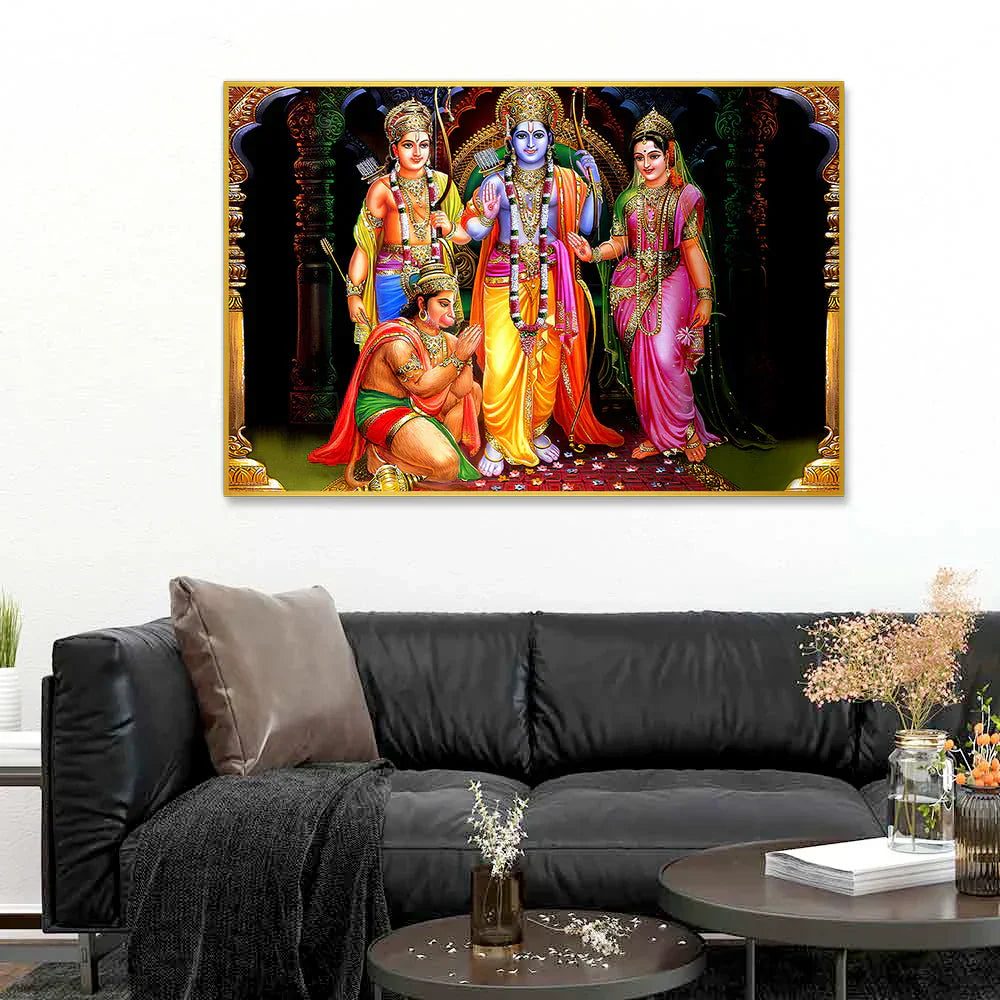 Elegant Shri Ram Darbar Canvas Wall Paintings Clearance Sale