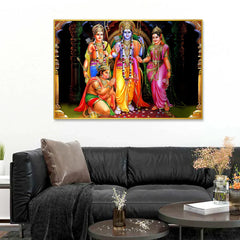Elegant Shri Ram Darbar Canvas Wall Paintings Clearance Sale