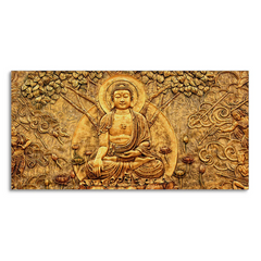 Premium Canvas Wall Painting of Lord Buddha Sculpture