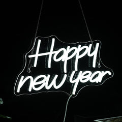 Happy New Year Neon Sign | Dimmable LED Lights for New Years Eve Party Wall Decor & Winter Christmas