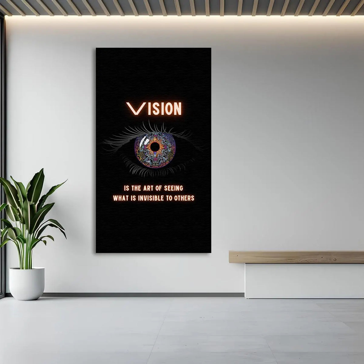 Modern Vision Quote Canvas Art-The Art of Seeing What is Invisible Motivational Eye Wall Decor