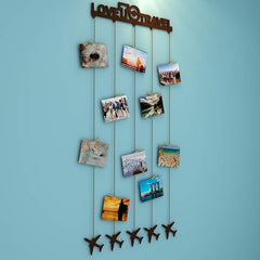 Love to Travel Wood Photo Frame with Clips Size: 27 Inch(Width) X 56 Inch(Height).