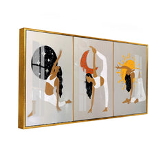 Premium Acrylic Yoga Poses Wall Art | Inspirational Sun & Moon Meditation Decor (Set of 3)