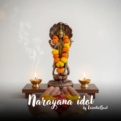 Lord Vishnu Idol Showpiece – Detailed Polyresin Statue with Serpent Canopy & Lotus Base