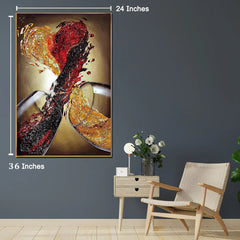 Abstract Wine Splash Acrylic Painting - Red & White Wine Heart Wall Art