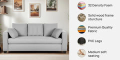 Luxury Fabric 3 Seater Sofa in Light Grey Colour