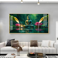Cosmic Meditating Buddha Premium Acrylic Glass Painting