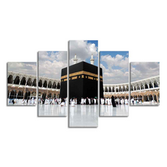 Masjid Al Haram Canvas Wall Painting of Five Pieces Set