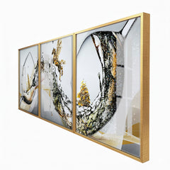 Premium Abstract Painting Set | Gold Winged Horse and Water Splash Art (Set of 3)