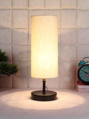 Wood Table Lamp with Off-white Cotton Shade (ACAP04)