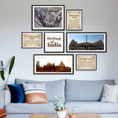 Set Of 7 Frame Sets Of Intricate Art Heritage Temples Of India