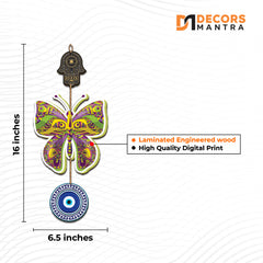 Wooden Butterfly Evil Eye Wall Hanging for Wall Decor