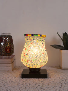 Mosaic Glass Table Lamp with wood Square Black Base (NM02)