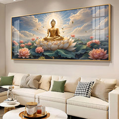 Meditating Buddha Art, Lotus Pond Painting