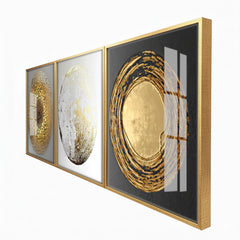 Premium Gold Abstract Painting Set | Textured Circle Art (Honeycomb, Splatter, Swirl)