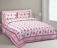 Pink Peacock Paradise Cotton Double Bedsheet