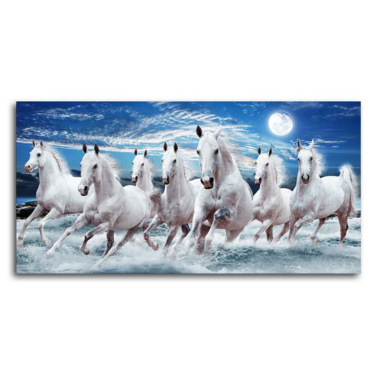 Seven Running Horses Custom Wall Painting in Water