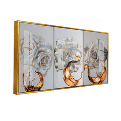 Luxury Abstract Flower Wall Decor | 3-Piece Framed Rose Acrylic Canvas Art