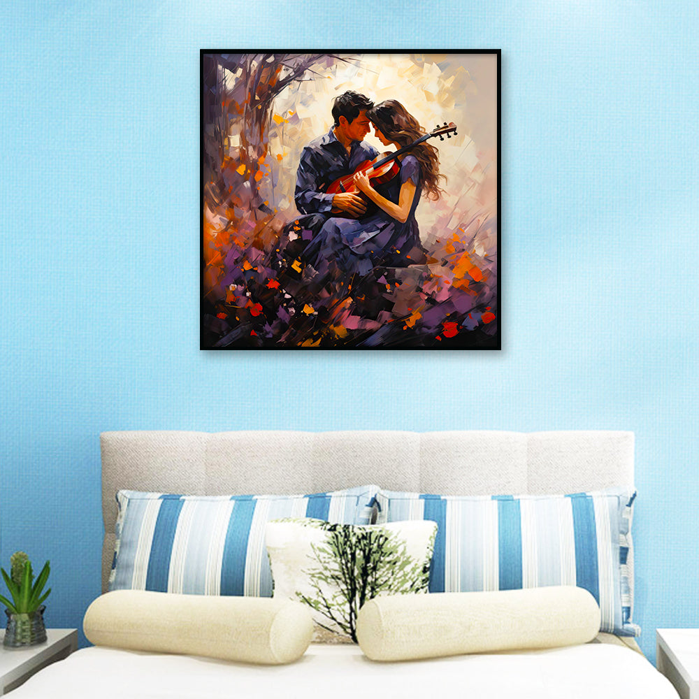 Couple Love with Musical Serenade Canvas Wall Paintings & Arts