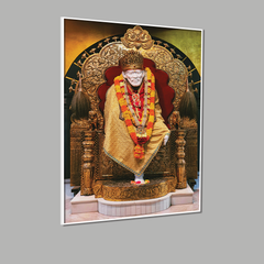 Om Sai Ram Sai Baba Canvas Wall Painting for Devotional Spaces