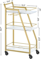 3 Tier Kitchen Bar Trolley In White Gold Finish