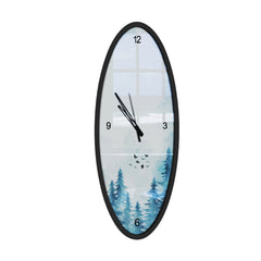 Pine Forest Wooden Oval Wall Clock