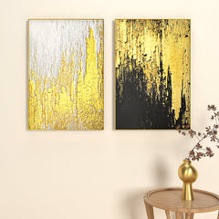 Flowing Golden Thoughts Black & White Frames Set Of 2