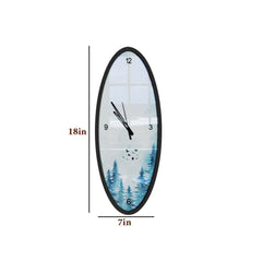 Pine Forest Wooden Oval Wall Clock