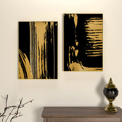 The Abstract Gold & Black Brushed Frames Set Of 2