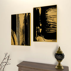 The Abstract Gold & Black Brushed Frames Set Of 2