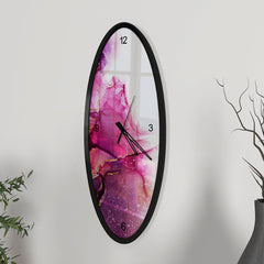 Dissolving Purple Wooden Oval Wall Clock