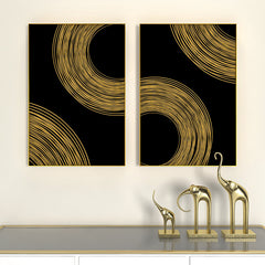 Golden Flowy Path Frames Set Of 2