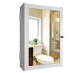 Structured Wooden Bathroom Cabinet with 7 Spacious Shelves- Solid White