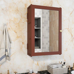 Structured Wooden Bathroom Cabinet with 7 Spacious Shelves- Solid Brown