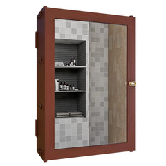 Structured Wooden Bathroom Cabinet with 7 Spacious Shelves- Solid Brown