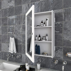 Structured Wooden Bathroom Cabinet with 3 Spacious Shelves- Solid White