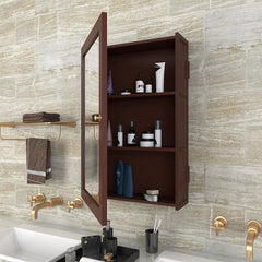 Structured Wooden Bathroom Cabinet with 3 Spacious Shelves- Solid Brown