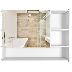 Large Bathroom Mirror Cabinet with 5 Spacious Shelves- White