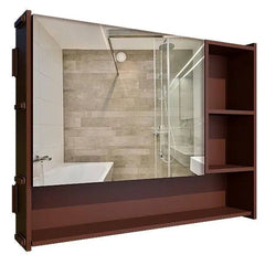 Large Bathroom Mirror Cabinet with 5 Spacious Shelves- Solid Brown