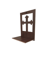 Minimalist Wooden Christian Altar Shelf | Wall Mounted Prayer Nook with Decorative Cross