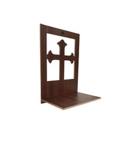 Minimalist Wooden Christian Altar Shelf | Wall Mounted Prayer Nook with Decorative Cross