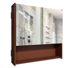 Premium Wooden Brown Bathroom Cabinet with Mirror & 4 Spacious Shelves