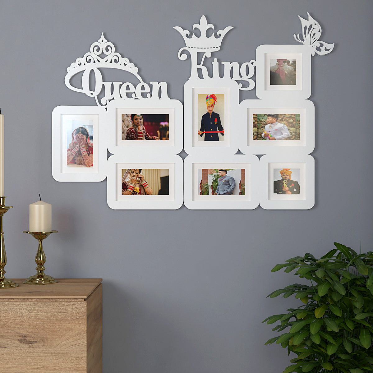 Queen & King White Hanging Photo Frame