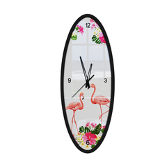 The Flamingo Dance Wooden Oval Wall Clock