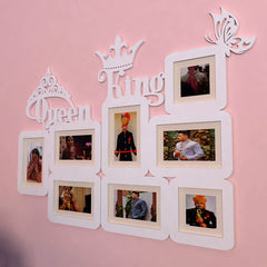 Queen & King White Hanging Photo Frame