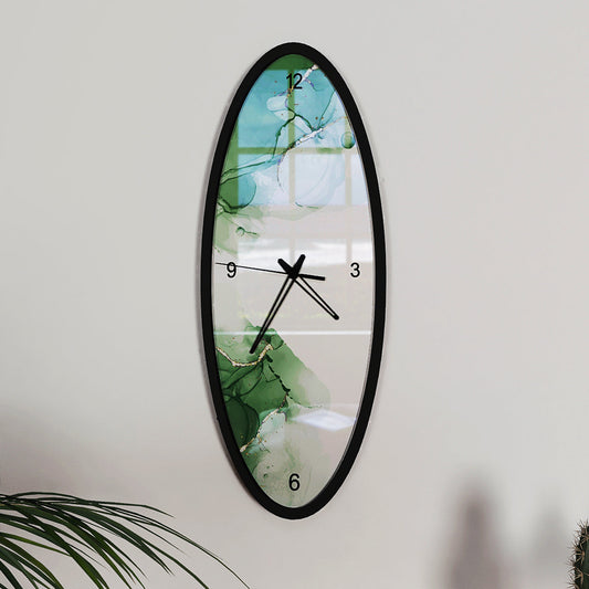 Dissolving Green Wooden Oval Wall Clock