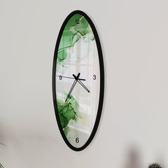 Dissolving Green Wooden Oval Wall Clock