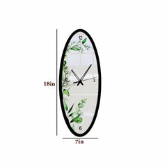 Leafy Touch Wooden Oval Wall Clock