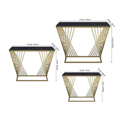 Trapezoid Design Console Table with Golden Metal Finish