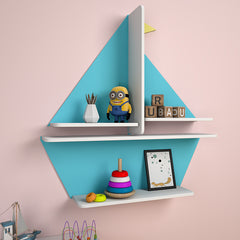 Boat-Shaped Blue Kids Wall Shelf